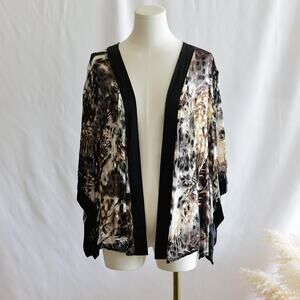 Simply silk Abstract print velvet silk cardigan size XL